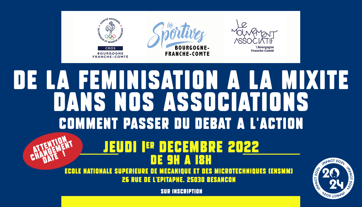 [1er DECEMBRE 2022] – DE LA FEMINISATION A LA MIXITE DANS NOS ASSOCIATIONS – Passons à l&rsquo;action !