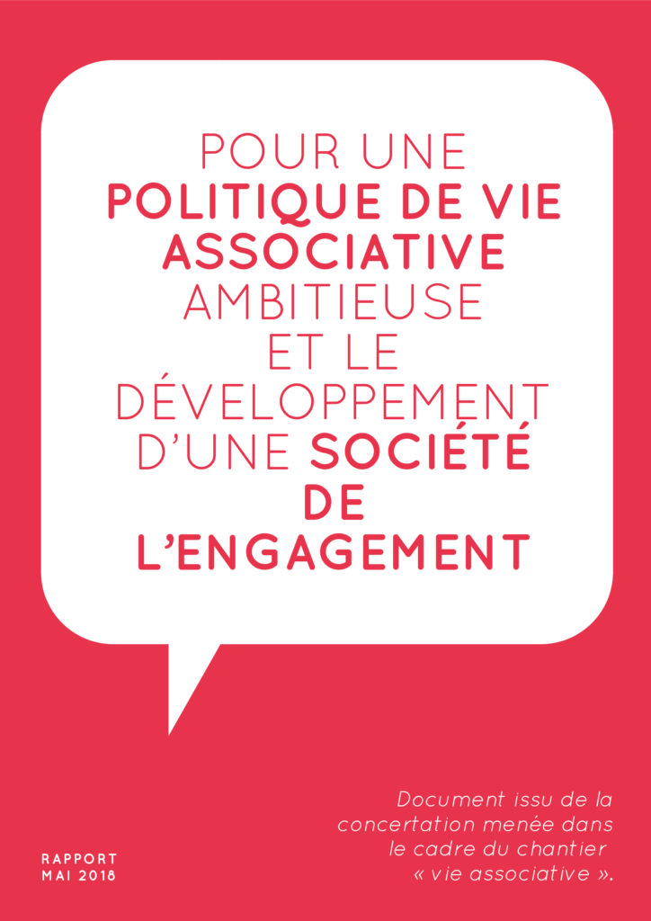 Page de couverture du rapport pour une politique de la vie associative ambitieuse , 2018